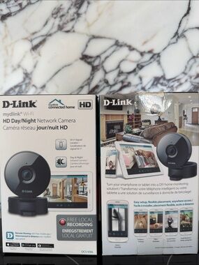 Two D-Link Black Wi‑Fi HD Day/Night Network Camera Twin-Pack Boxed
